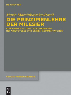 cover image of Die Prinzipienlehre der Milesier